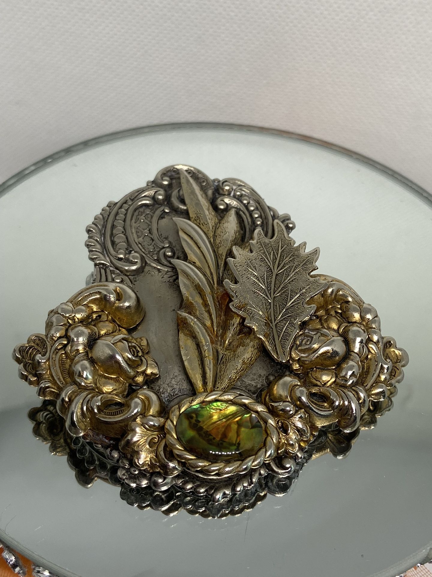 1980’s Ramona’s Jewelry Crutcher Leaves Beautiful Silver And Gold Tone Brooch