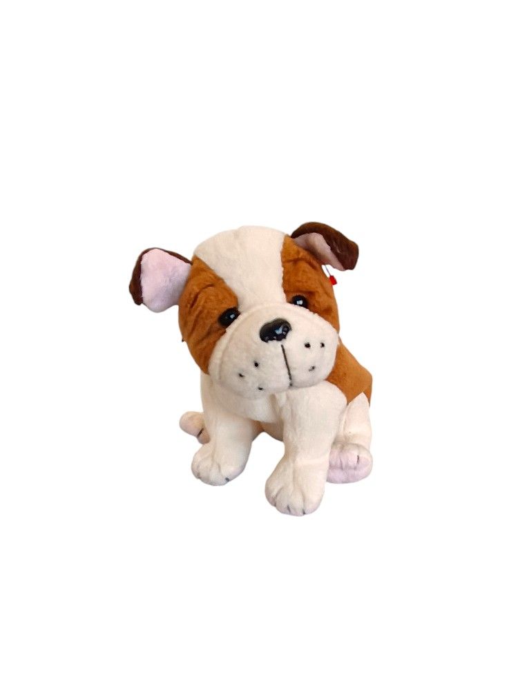 TY Beanie Baby "Huggins" the Bulldog 6in with heart collar.