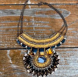 NEW Bohemian Beaded Statement Bib Necklace