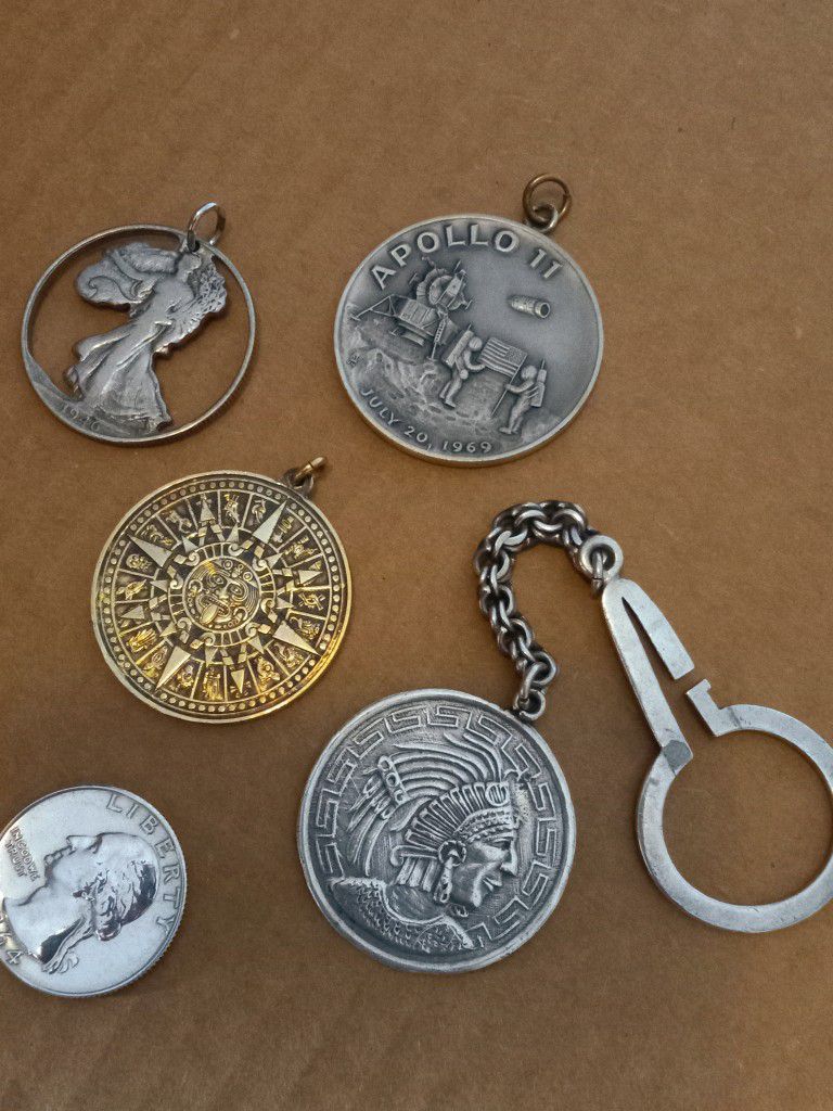 $120! Old Sterling Silver Pendants Keychain Collection 