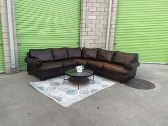 *Free Delivery* Brown Bernhardt Leather Sectional Couch Sofa