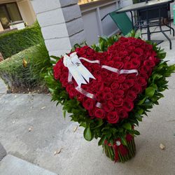 Standing Red Rose Heart Arrangement