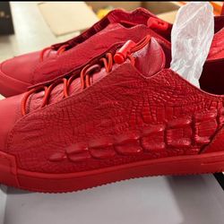 Designer Red High Top Casual Shoes Men Hip Hop High Quality Leather Sneakers Street Elastic Band Cro