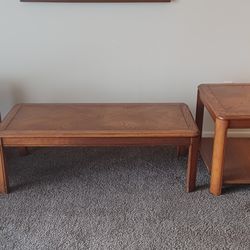 Brown End Tables And Coffee Table ,- set Of 3