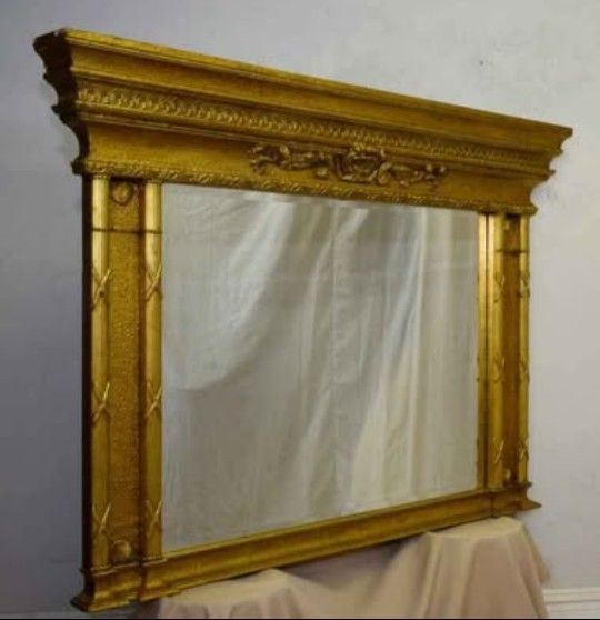 1930's Gold Hotel Regency Large Mantle Mirror. 36"X 53"