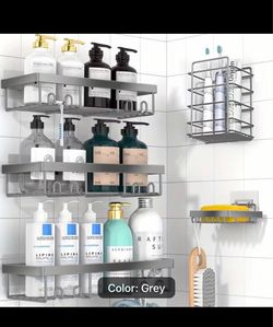 Shower Caddies5 Pack - Adhesive Hanging Shower Shelf - Bathroom Organizers and Storage, No Drilling Stainless Shower Shelves for Home Decor, Bathroom 