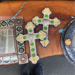 Beautiful Wood Crosses with Marbles
