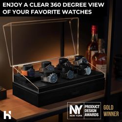 Premium 7 Slot Watch Box for Men - Large Wooden Watch Display Case #2257G Y