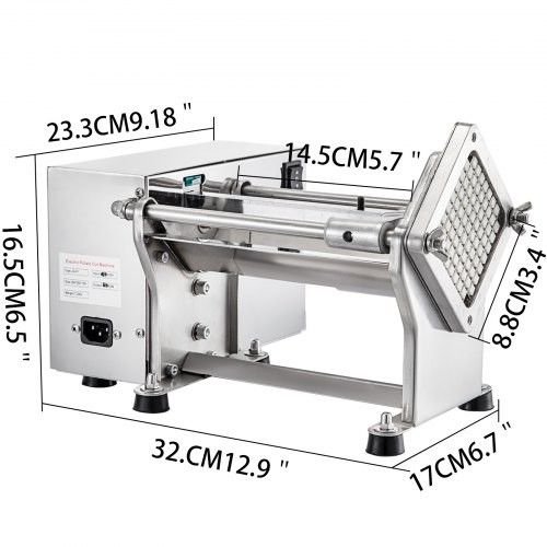 Electric French Fry Cutter with 6mm 9mm 13mm and 8-Wedge Blade