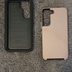 Samsung S22 Black Otterbox Case And Pink Case