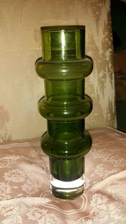 Vintage Olive Glass Vase