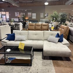 2 Piece Sectional With Right Chaise And Dual Position Backs For Adjustable Seat Depth