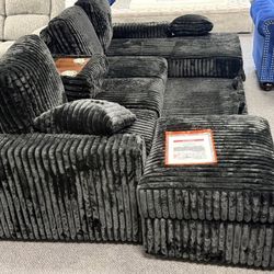 Corduroy sectional with storage & pull out bed