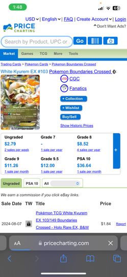 WHITE KYUREM EX #103