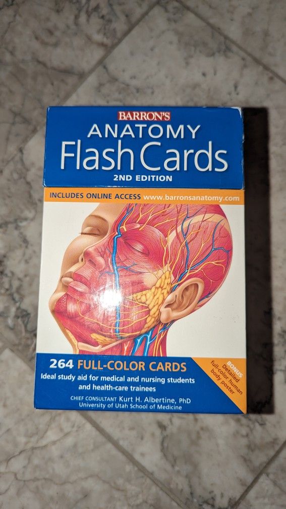 Barron's Anatomy Flash Cards 264 Full Color 2nd Ed Boxed With Human Body Poster
All the cards and the poster are in excellent new condition.
The box