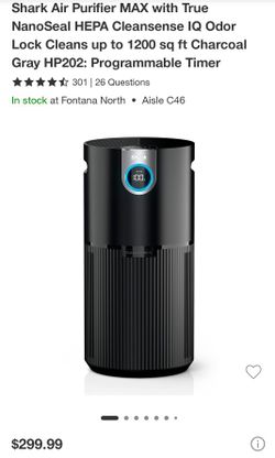 Shark Air Purifier Max with True Nanoseal HEPA Cleansense IQ HP202 New