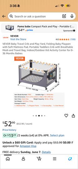 Baby Travel Crib and Play Yard