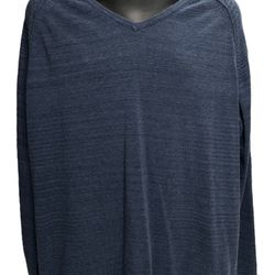 Calvin Klein Slim Fit V-Neck Sweater XXL Blue 100% Cotton Long Sleeve Pullover