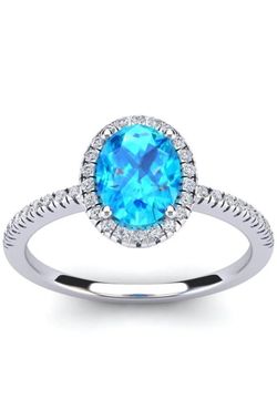 Gorgeous Diamond And Blue Topaz Ring- 1.25 Carats Total Weight