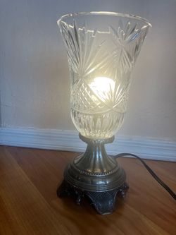 Vintage Godinger Silver Art Co Table Lamp w Shannon Irish Crystal Cut Glass