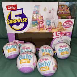 Zuru 5 Surprise My Mini Baby Series 2 (includes 6 New Balls, Twin Girls & Display)