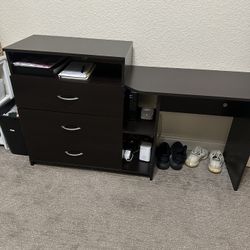 3 in 1 media dresser and desk