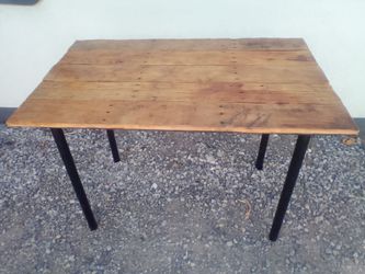 Rustic Wood Plank Table with Metal Legs