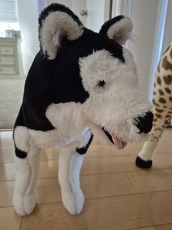 Melissa and Doug Real Life Size Huskie Dog Doll black white brand new