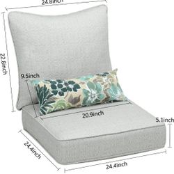 Patio Cushions 24.5x24.5 Seat, Back Seat Cushions