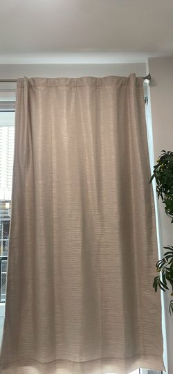 3 Beige Curtain Panels with Curtain Rods
