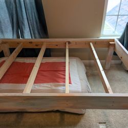 Two Solid Wood Bed Frames, Full Size And Twin