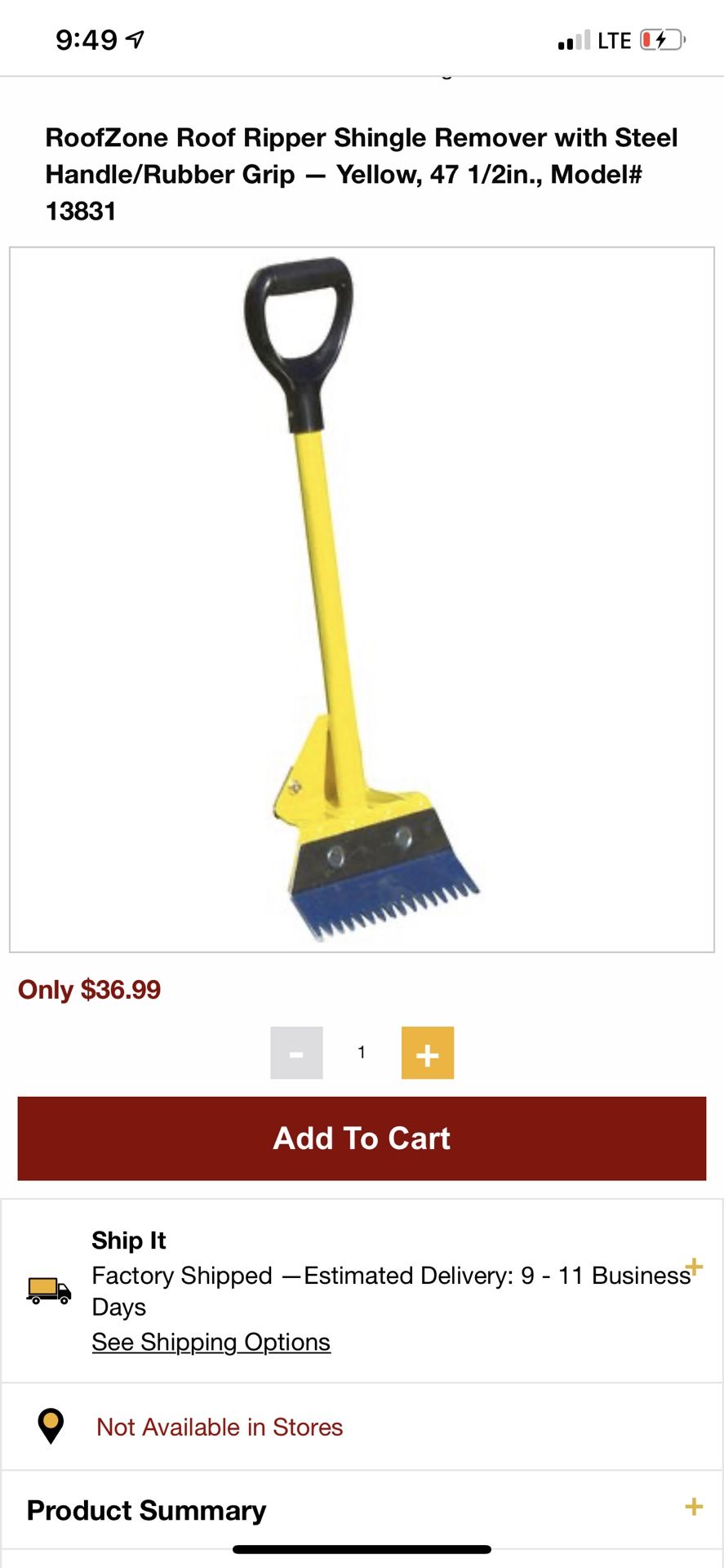 RoofZone Roof Ripper Shingle Remover with Steel Handle/Rubber Grip