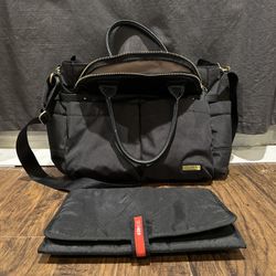 Skip Hop Black Diaper Bag And Changing Pad