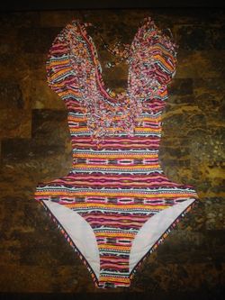 Muti-Colored Fringed Monokini Size M