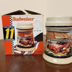 Budweiser / Amheuser Busch Beer Stein Commerating Bill Elliot And Ju Ior Johnson