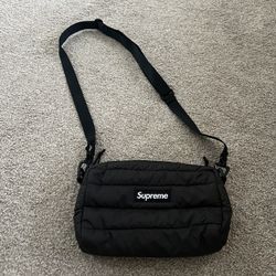 Black Supreme Puffer Messenger Bag