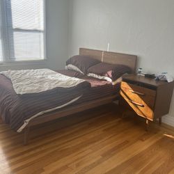 Mid Century Full Bed + Nightstand