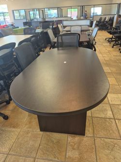 6' Espresso Racetrack Shaped Conference Table