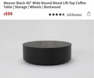 Black round wood Coffee Table