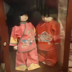 Set Of Japanese Collector Dolls W/ Case