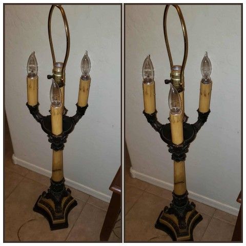 XL 40" VINTAGE ORNATE HIGH QUALITY MARBLE MID CENTURY RENAISSANCE MEDIEVAL VICTORIAN GOTHIC GOTH CANDELABRA LAMP BASE