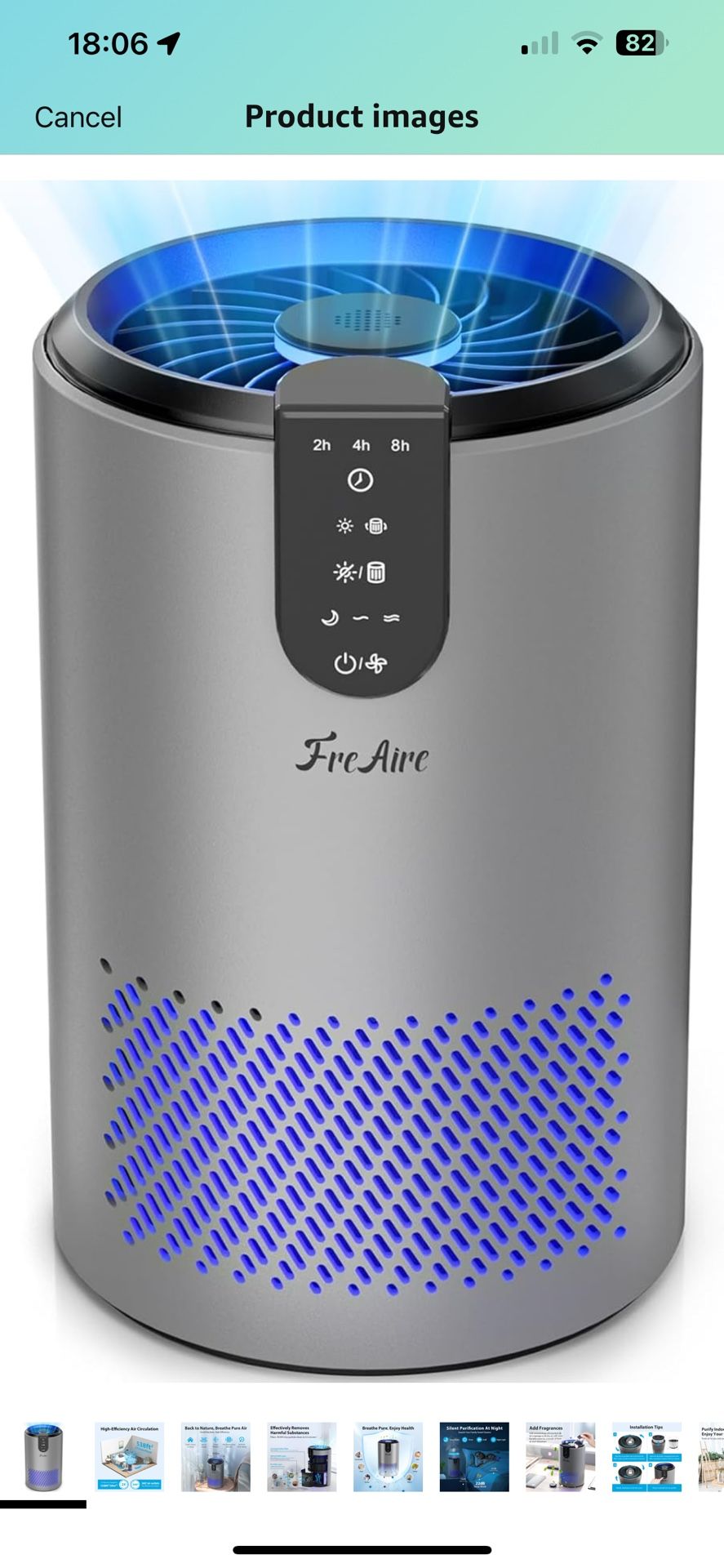 FreAire Air Purifiers for Bedroom, Hepa Air Purifiers for home Up to 538 Ft²/h, Small air purifier with 3-in-1 Filter for Dust Dander Odors Smoke with