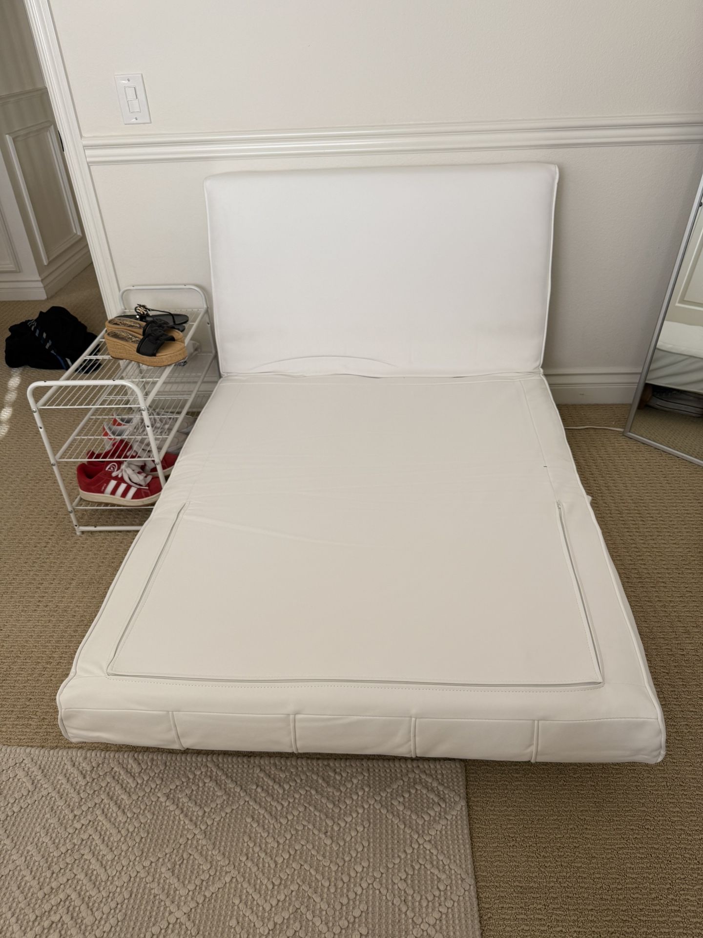 White Faux leather Futon 