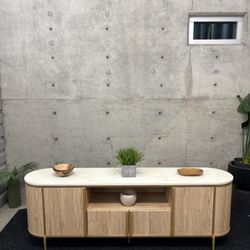 ROSEVELL WHITE OAK CREDENZA TV STAND (DELIVERY AVAILABLE) 