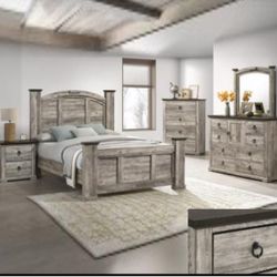 4- Pc Bedroom set Dresser,Mirror Nightstand (1) Queen size bed frame Not including Mattress and Box Sp