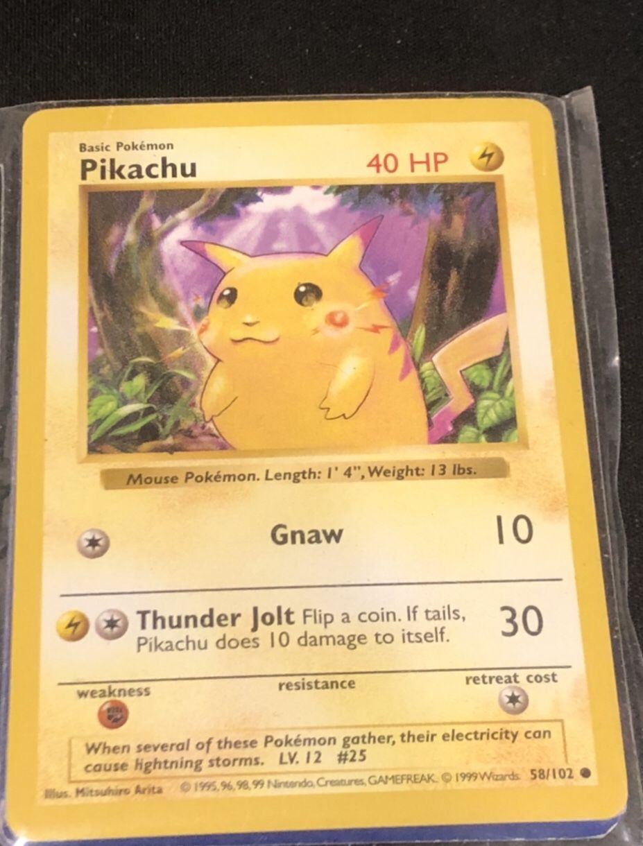 Pikachu Pokemon 1999 Card #58  