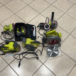 2 Belt Sander & 1 Barrel Grip Angle Grinder & 7-1/4 In Circular Saw & 2 Sandpaper Machine 