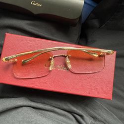 Cartier glasses yellow tint gold panther frames