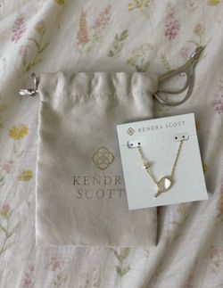 Kendra Scott Gold Pickleball Necklace with Iridescent White