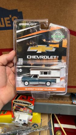 Collectible Greenlight 1969 Chevy C10 Cheyenne with large camper 1:64 scale Diecast . Local pick up in Whittier CA